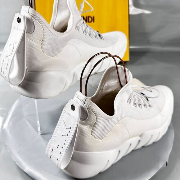Fendi Vocabulary Technical Sneakers Mesh Knit High Top Shoes White Men Size 10 - Picture 3 of 16